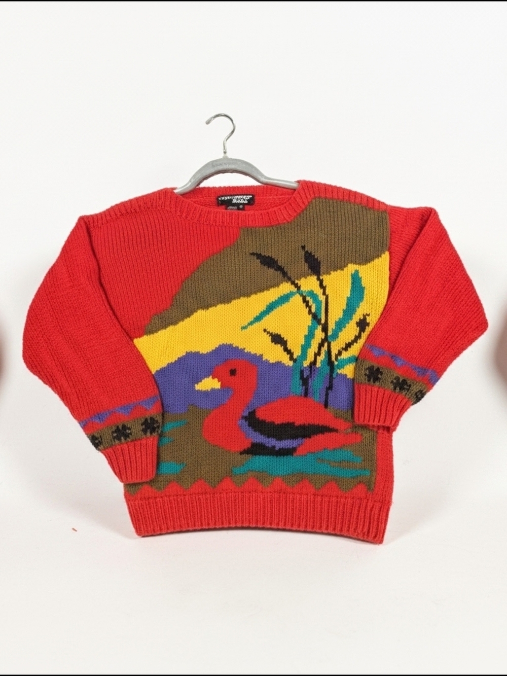 Counterparts Petites - Small - Vintage Red Duck Motif Knit Sweater 🦆